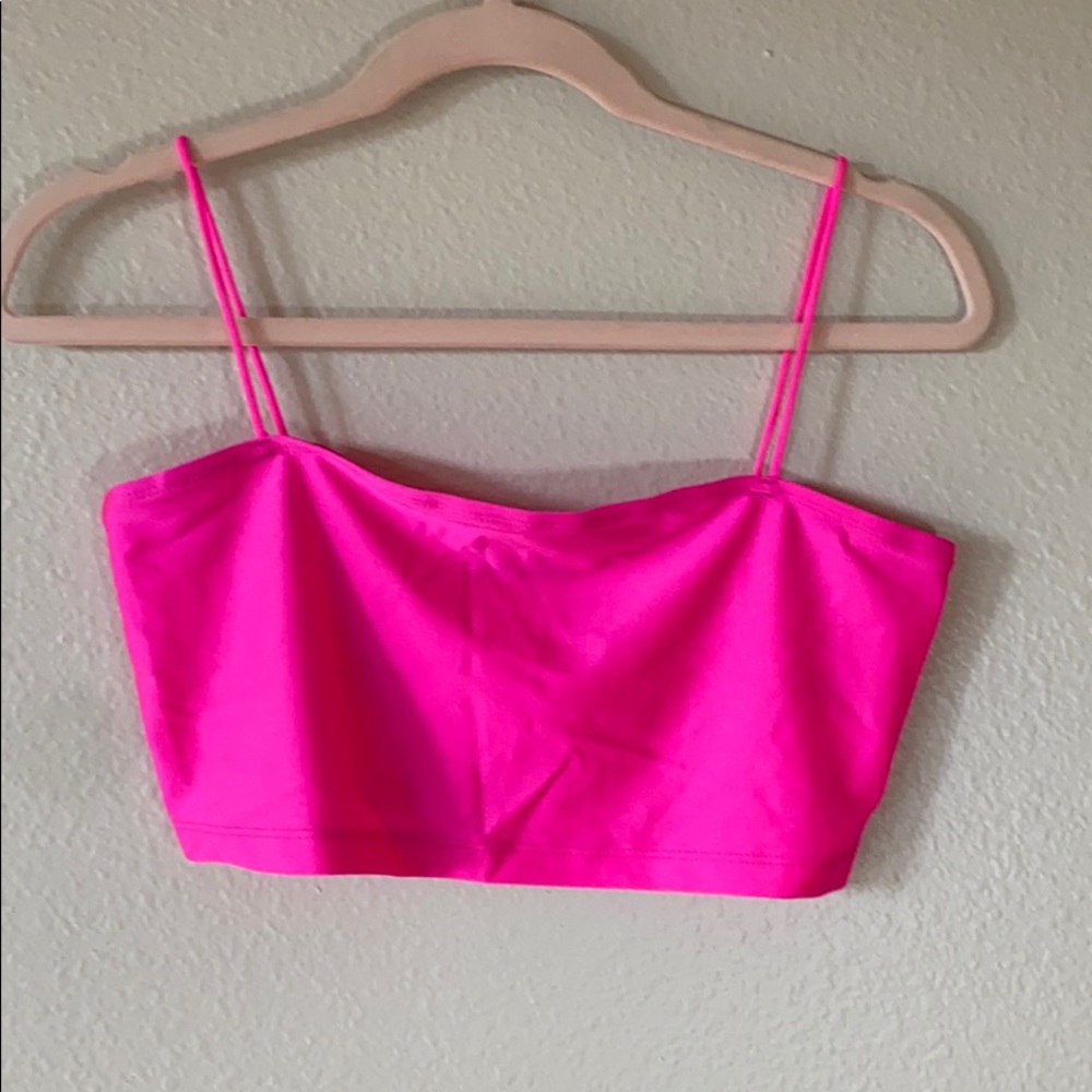 Neon Pink Square Neck Tank Top